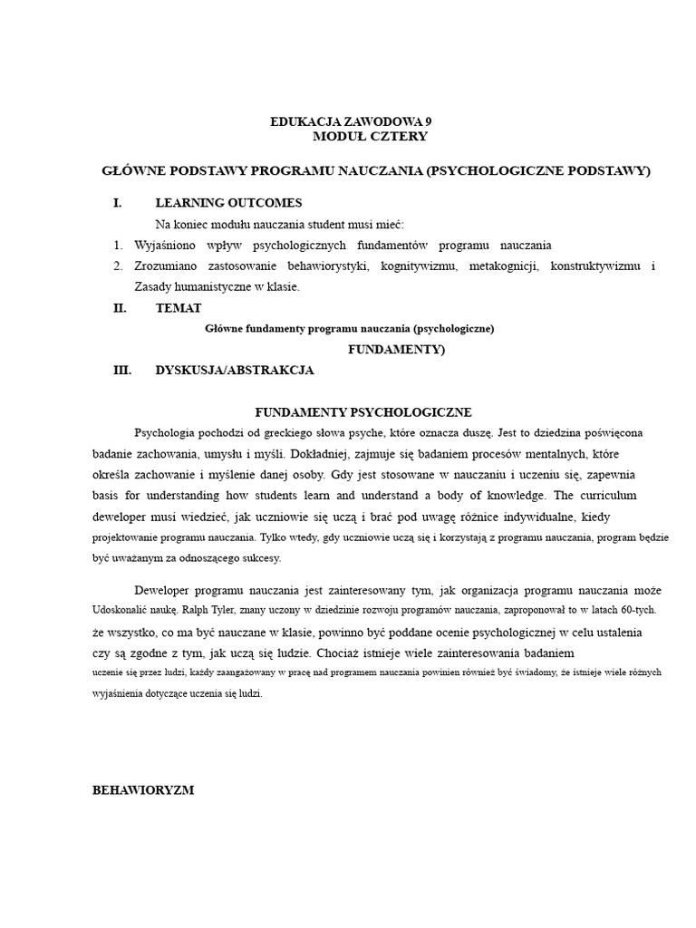 Prof - Ed 9 Moduł 4 | PDF