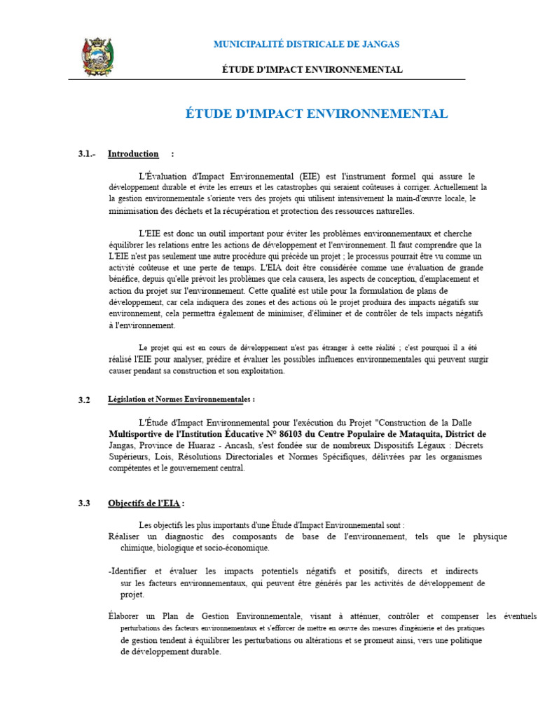 Étude d'Impact Environnemental à Jangas | PDF | Environnement naturel ...