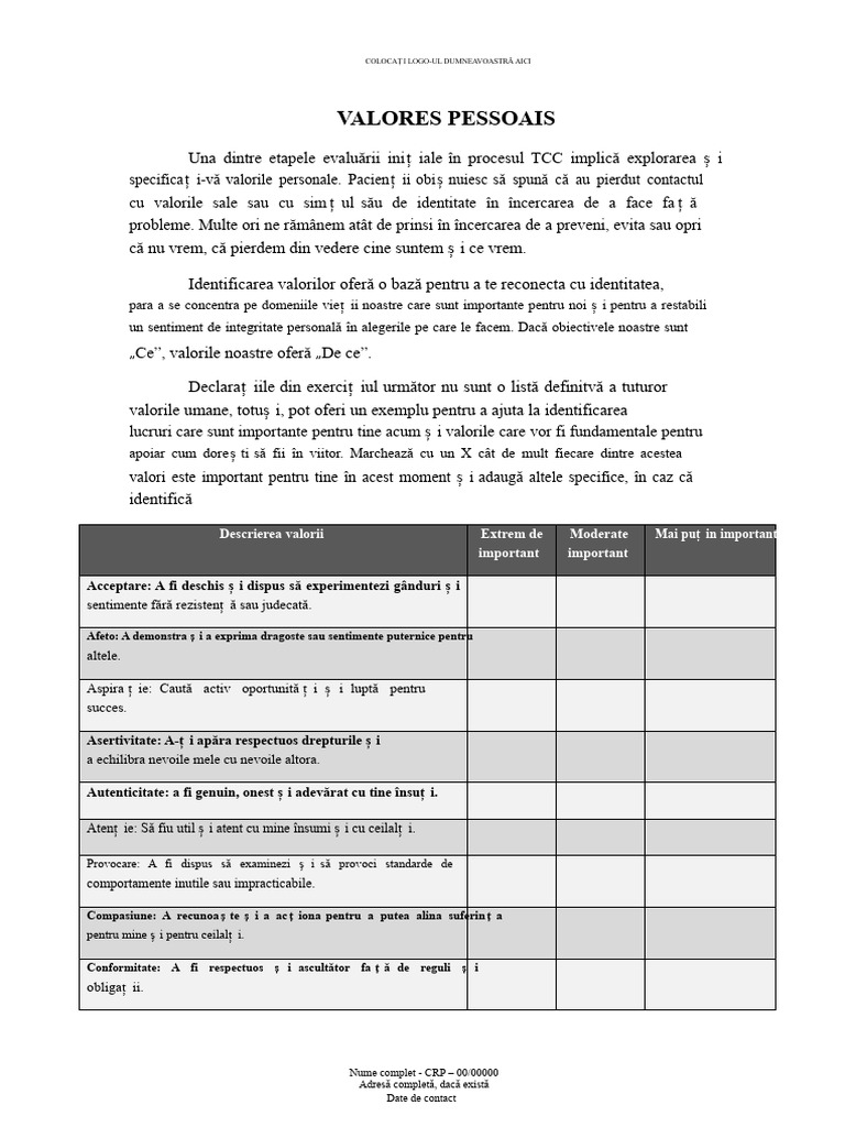 5-Valori-Personale TCC | PDF