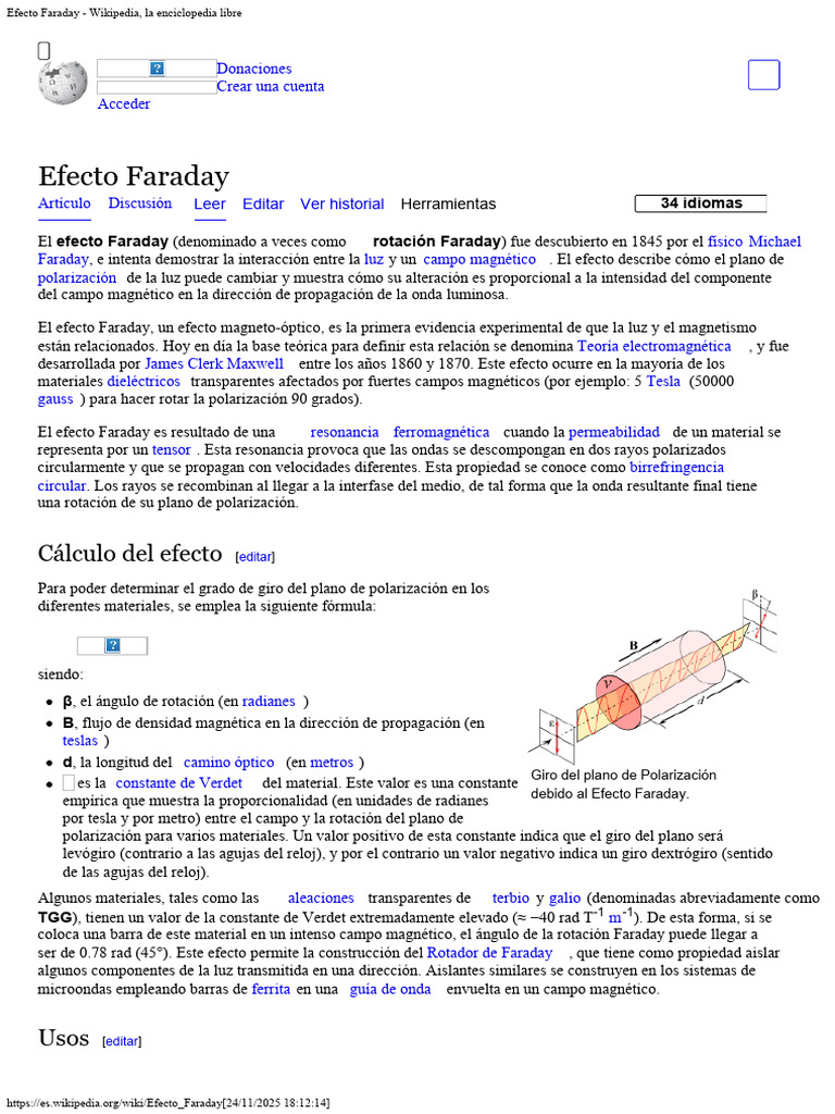 Efecto Faraday | PDF | Radiación electromagnética | Física Aplicada e ...