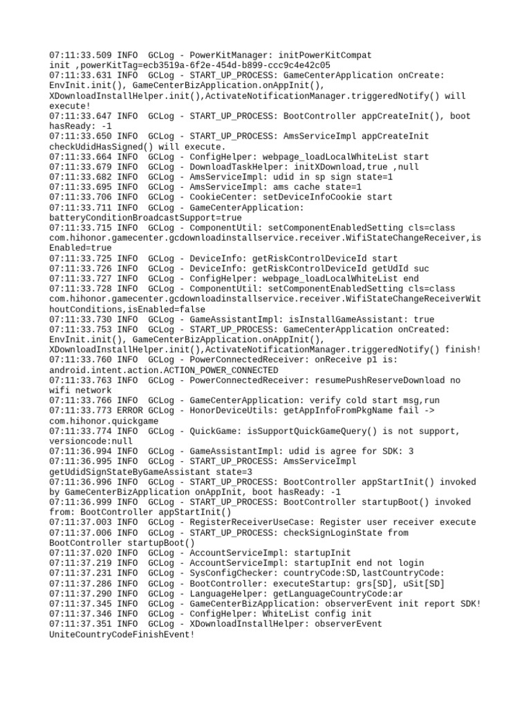 Game Center Application Startup Log | PDF | Software | Software Engineering