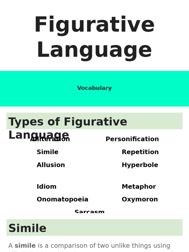 Figurative Language Vocabulary | PDF