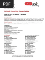 Download CADsoft Consulting Course Outline - AutoCAD 2012 3D Drawing  Modeling by CADsoft Consulting SN95460025 doc pdf