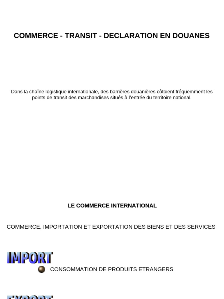 Guide sur le Commerce et Douanes | PDF | Business | Commerce