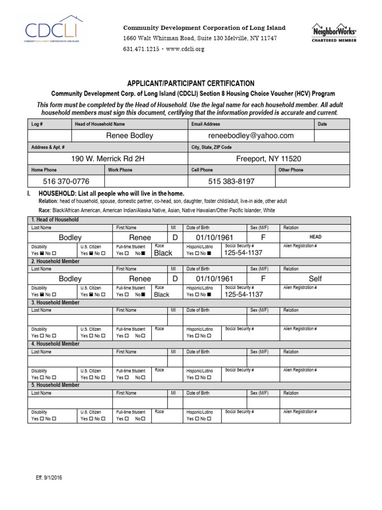 Section 8 Housing Voucher Certification Form | PDF | Section 8 (Housing ...