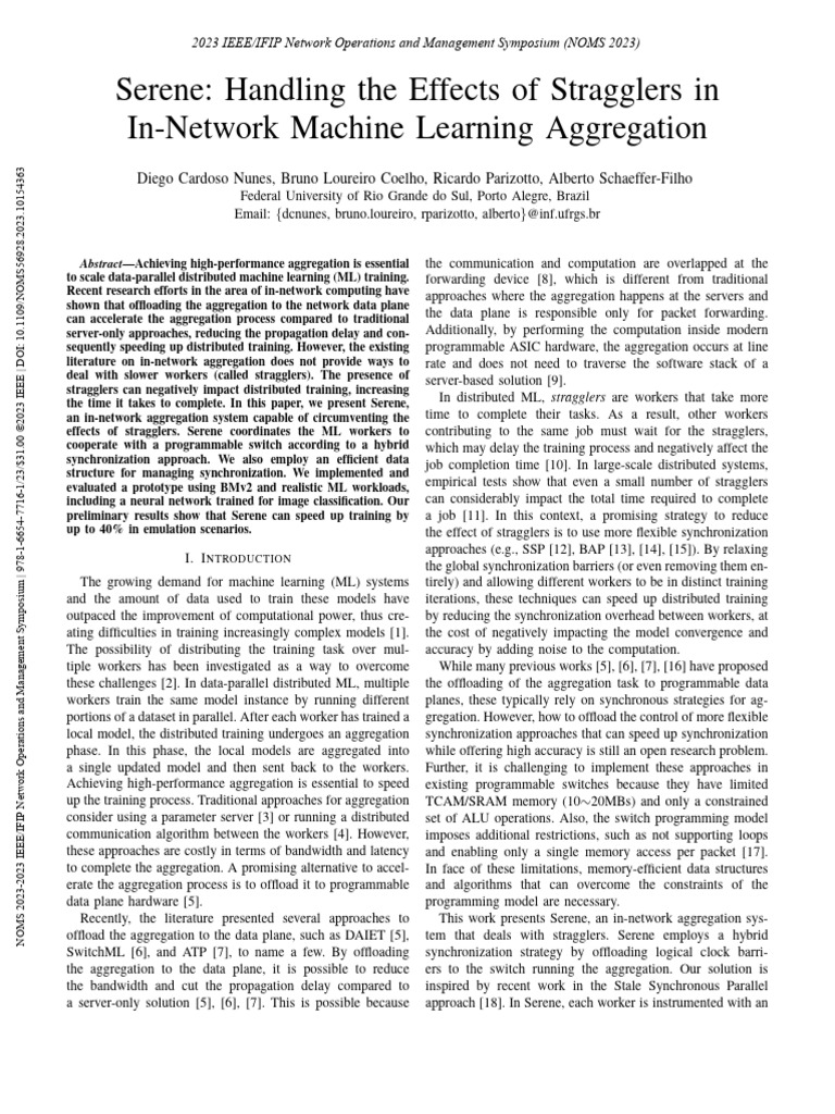 Serene: Mitigating Stragglers in ML Aggregation | PDF | Network Packet ...