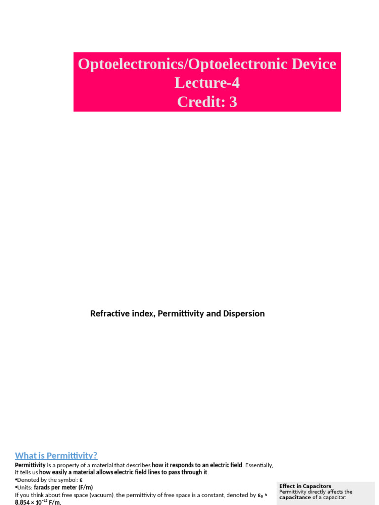 Understanding Permittivity and Dispersion | PDF | Permittivity ...