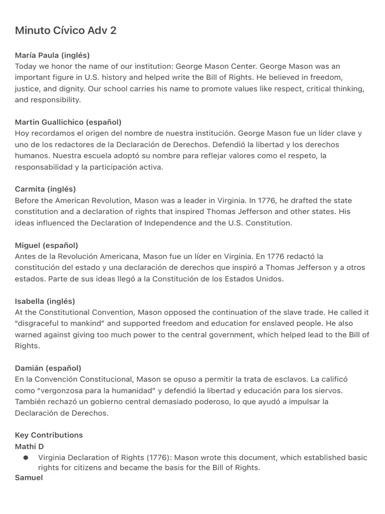 Minuto Cívico Adv 2 | PDF | Declaración de derechos de los Estados ...