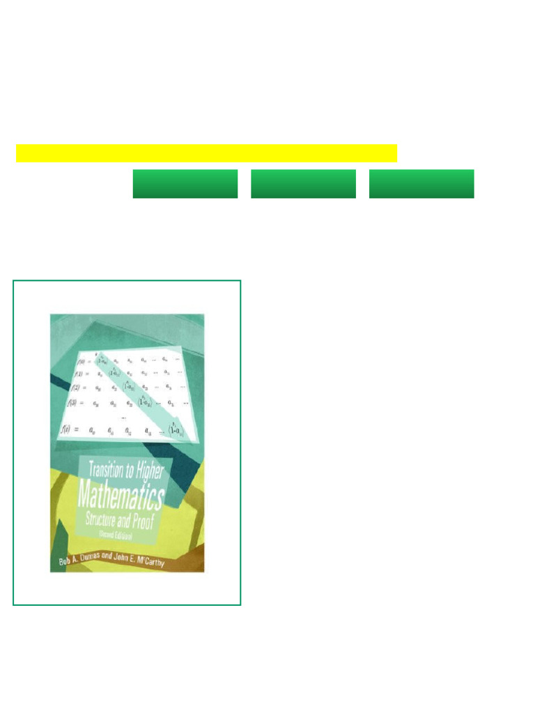 Transition to Higher Mathematics Structure and Proof 2nd Edition Bob A ...