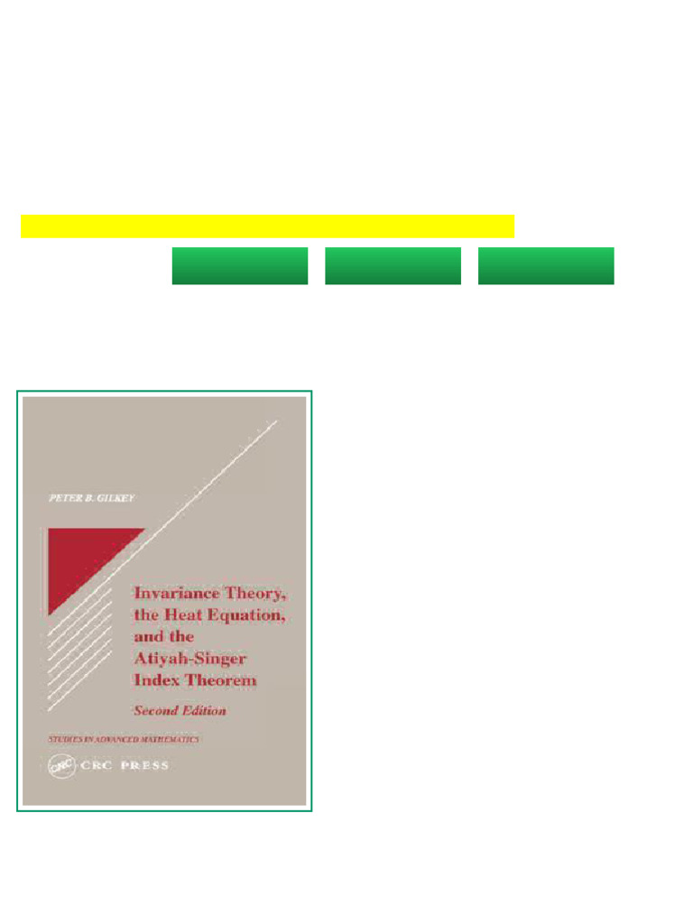(Ebook) Invariance Theory: The Heat Equation and The Atiyah-Singer ...