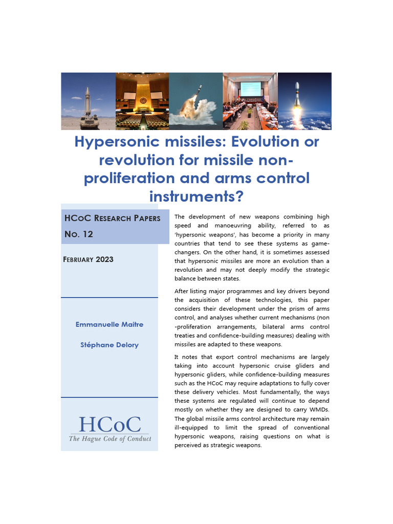Hypersonic Weapons Non Proliferation and Arms Control | PDF | Ballistic ...