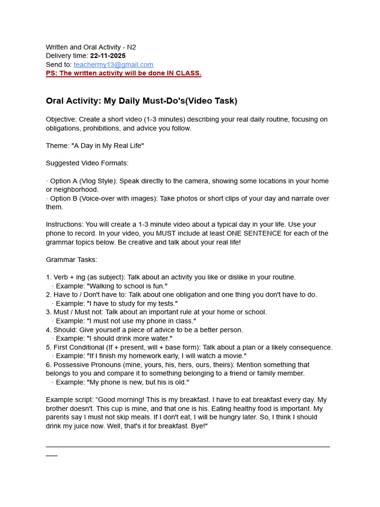 N2 Activity- English 5 | PDF | Goal | Syntax