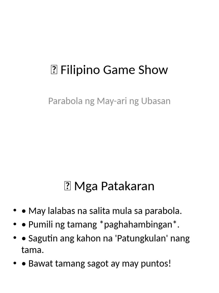 Filipino Game Show Parabola | PDF
