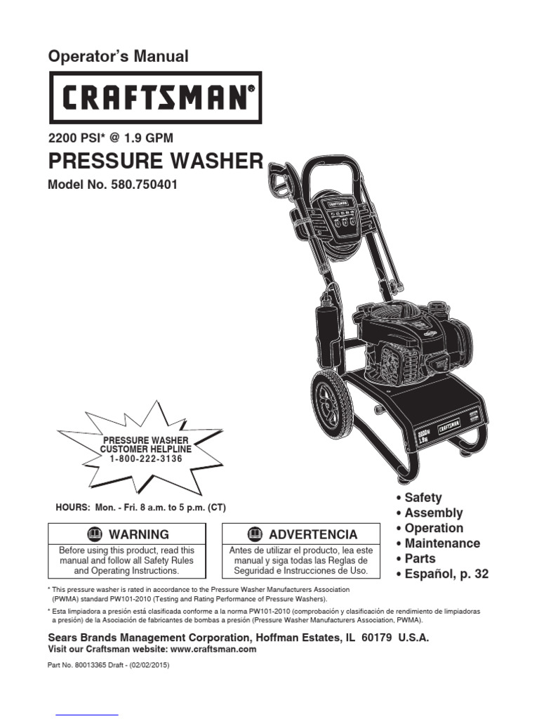Craftsman Power Washer | PDF | Gasoline | Washing Machine