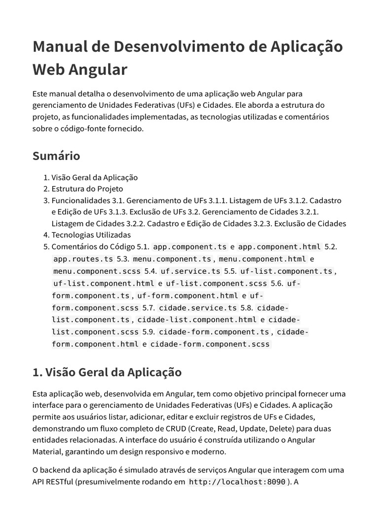 Desenvolvimento de App Web Angular UFs e Cidades | PDF | Script Java ...
