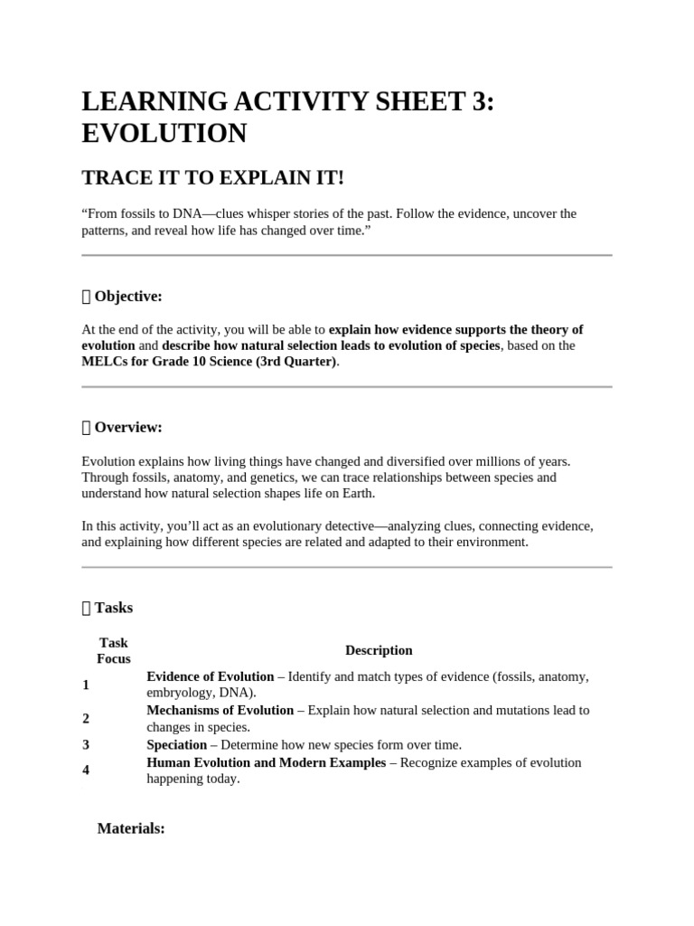 Evolution Evidence and Natural Selection | PDF | Evolution | Natural ...