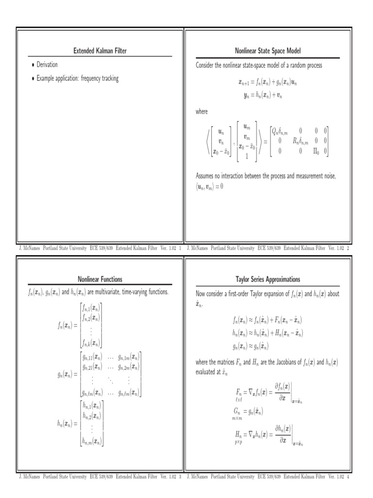 Nonlinear Functions in Extended Kalman Filter | PDF | Applied ...
