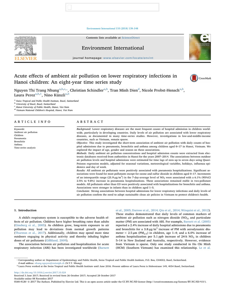 Acute Effects of Ambient Air Pollution On Lower Respiratory Infections ...