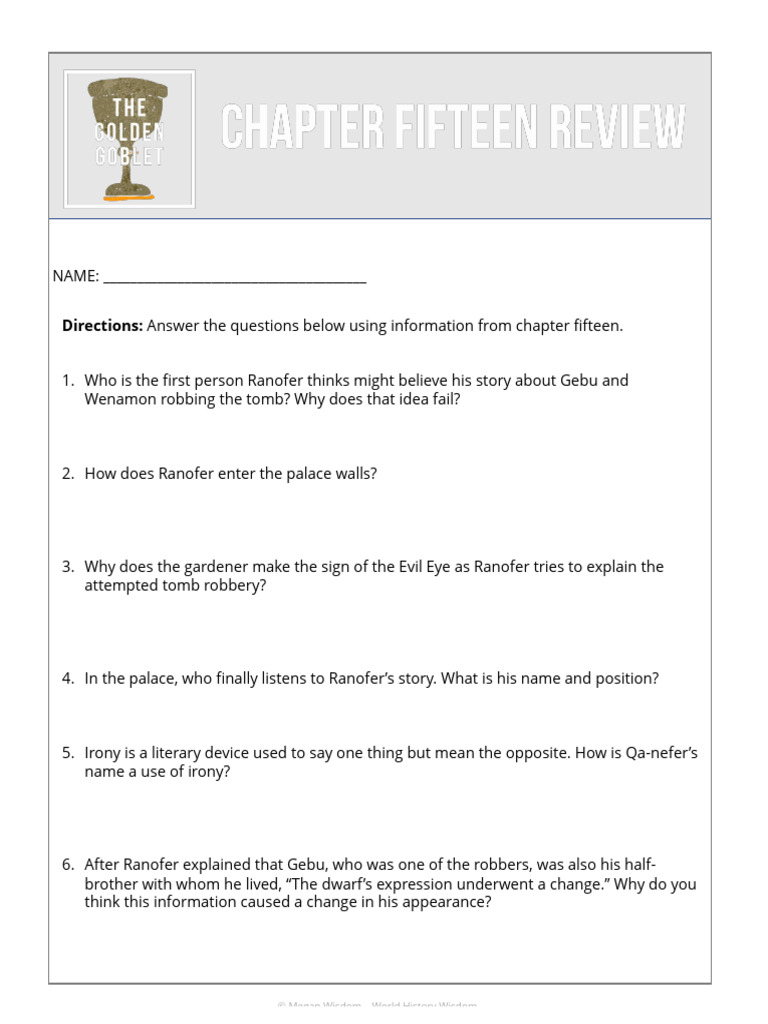 CH 15 Golden Goblet Review Sheet | PDF