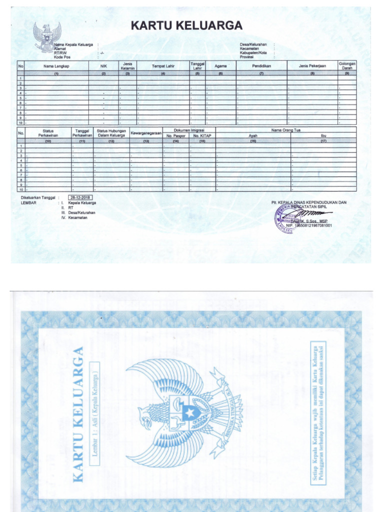 Template KK Kosong | PDF