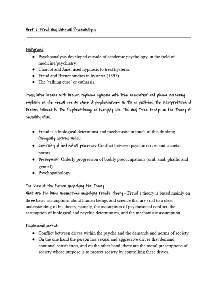 Freud's Classical Psychoanalysis Overview | PDF | Sigmund Freud ...