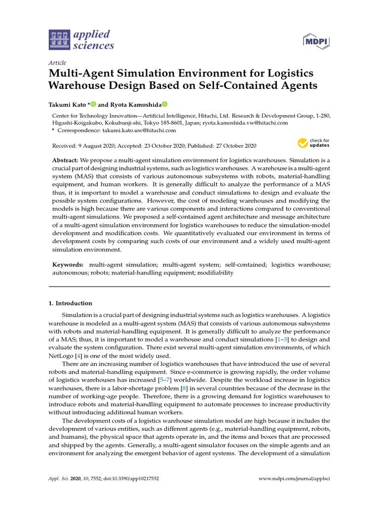 Multi-Agent Simulation for Warehouse Design | PDF | Logistics | Simulation