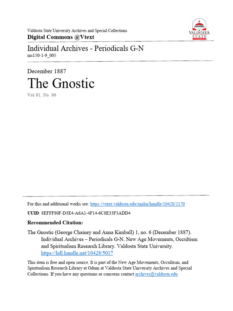 The Gnostic Journal - December 1887 | PDF | Anointing | Jesus