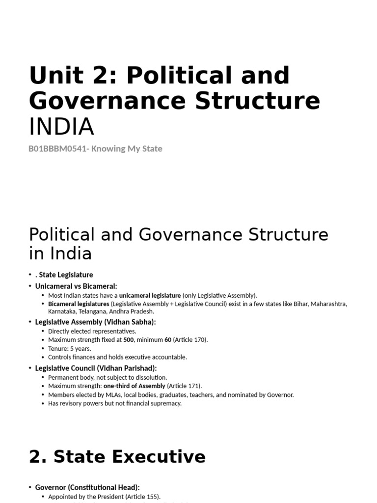 Political Structure of India and UP | PDF | Legislature | Government