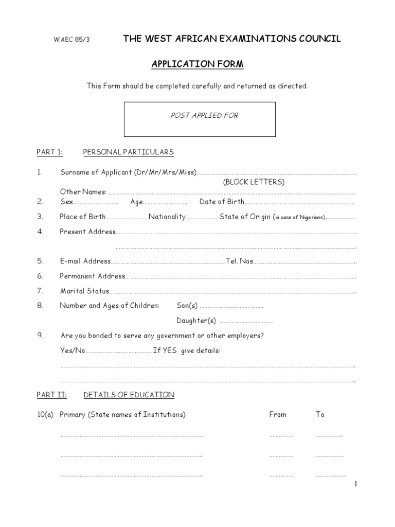 WAEC Application Form Guide | PDF | History | Religion & Spirituality