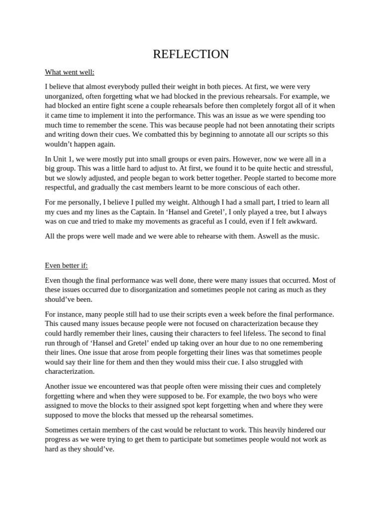 Performance Reflection and Improvement Insights | PDF