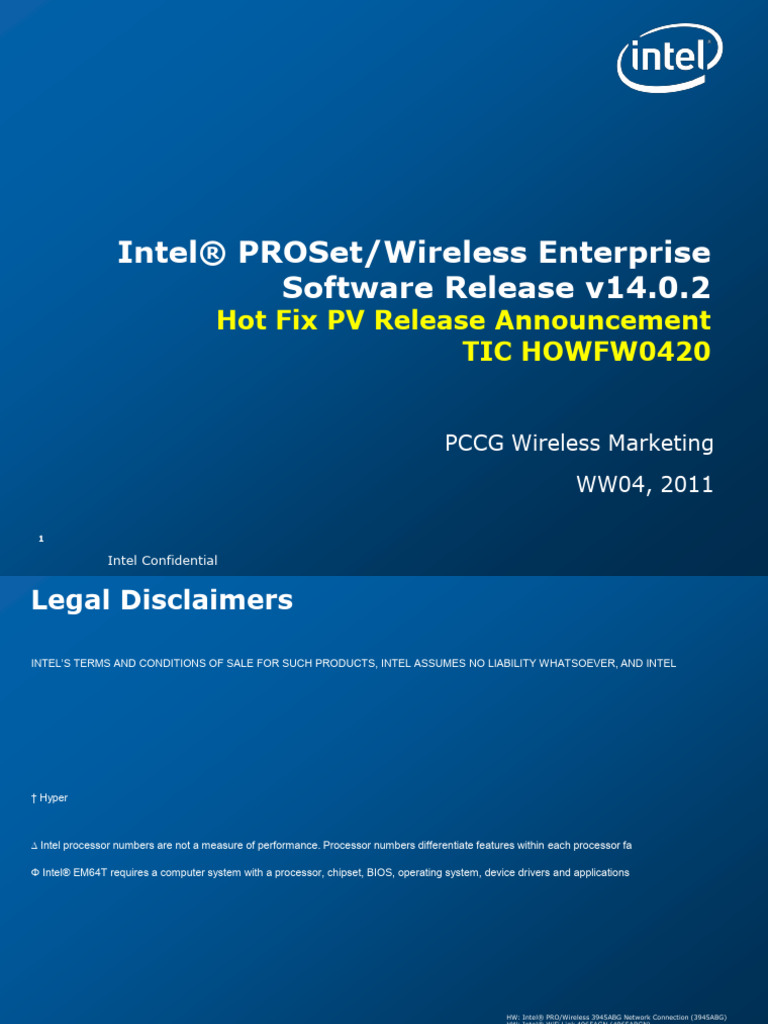 Intel PROSet/Wireless Software v14.0.2 Release | PDF | Computing ...