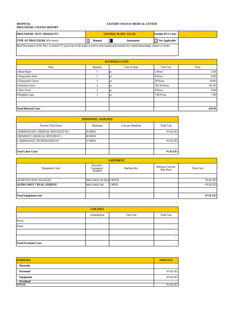 Cranial CT Scan Cost Analysis Report | PDF | Ct Scan | Medical Imaging