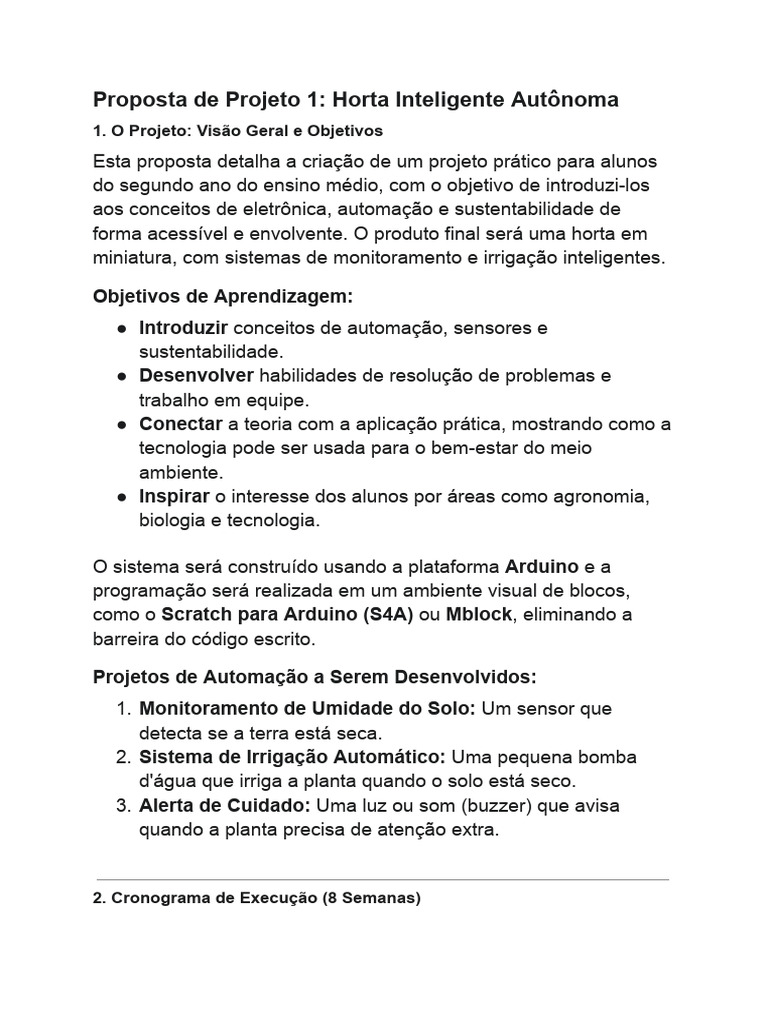 Projeto 1_ Horta Inteligente Autônoma | PDF | Automação | Arduino