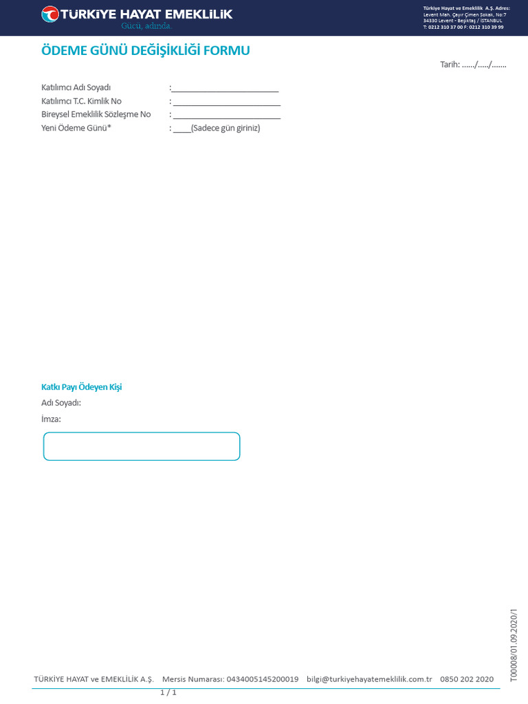 Odeme Gunu Degisikligi Formu | PDF