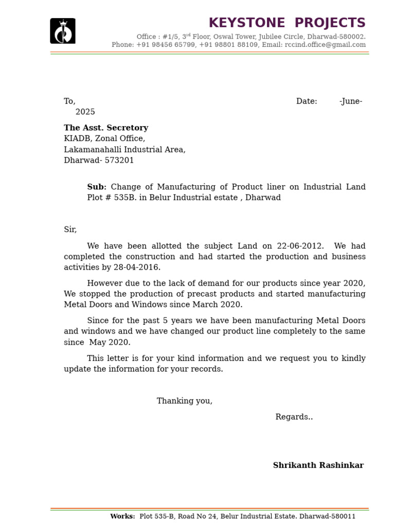 Change of Product Line Notification | PDF