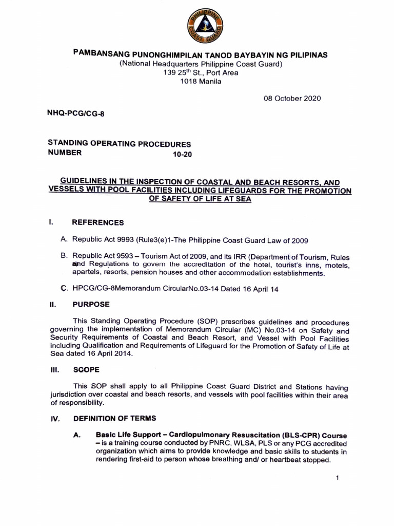 Coast Guard SOP for Resort Safety Inspections | PDF