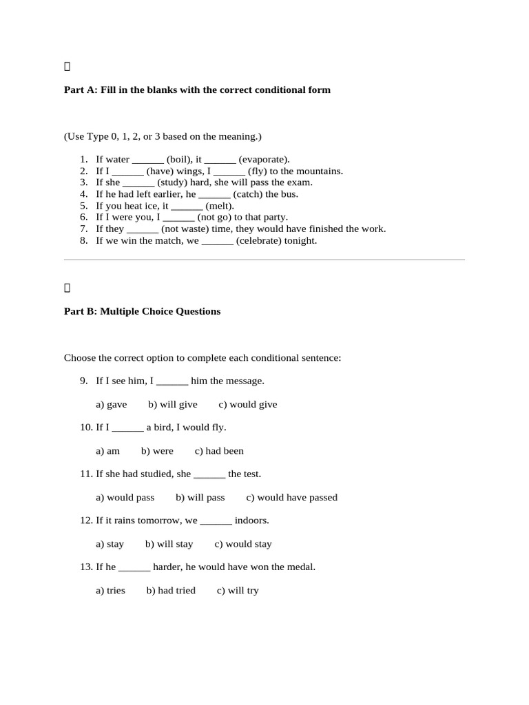 Worksheet Conditionals VIII | PDF