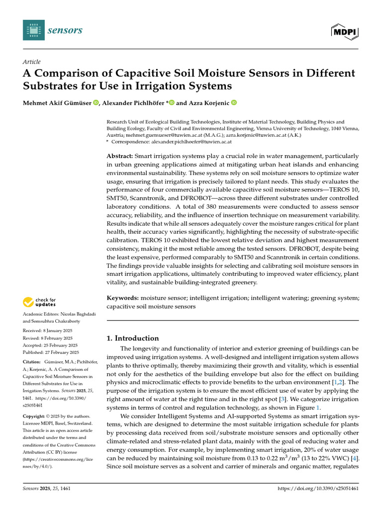 AComparison of Capacitive Soil Moisture Sensors in Different | PDF ...