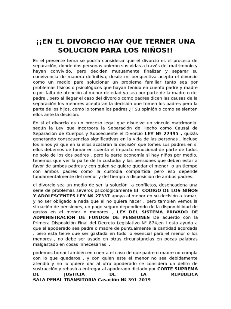 Impacto del Divorcio en los Niños | PDF | Divorcio