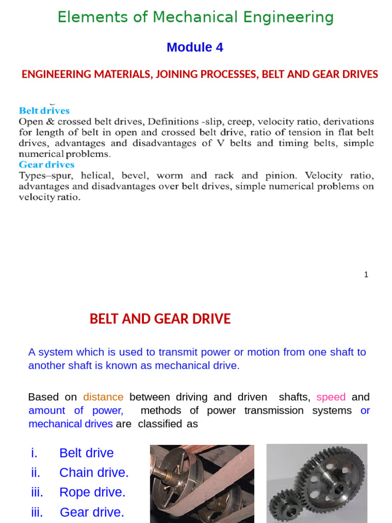 Mechanical Drives: Belts & Gears Explained | PDF | Belt (Mechanical) | Gear