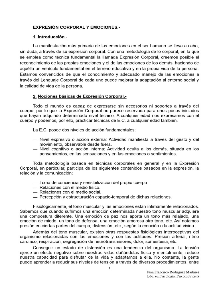 Expresion Corporal y Emociones | PDF | Las emociones | Inteligencia ...
