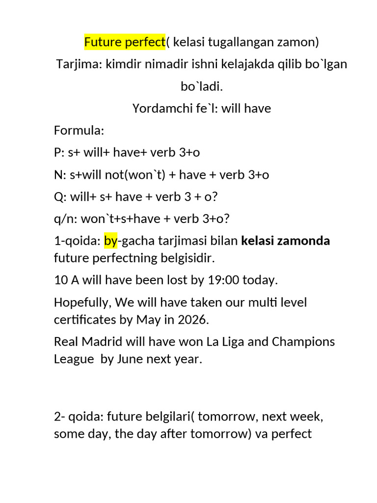 Future Perfect | PDF
