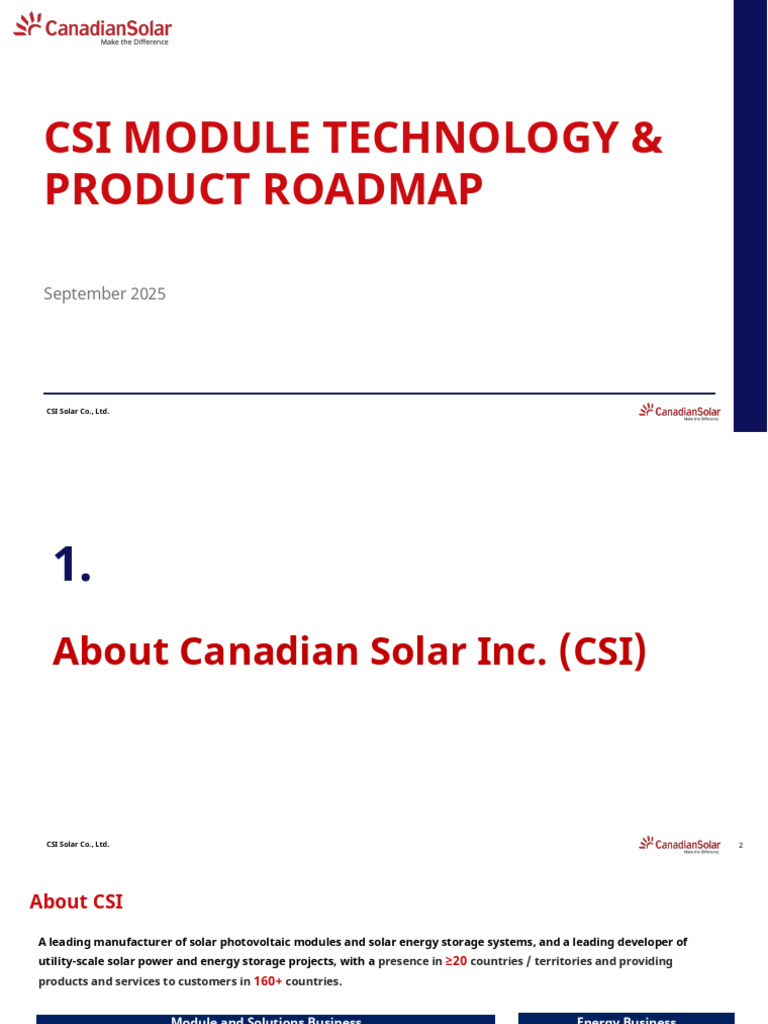CSI Solar Product Roadmap 2025 Overview | PDF | Photovoltaics | Solar Cell