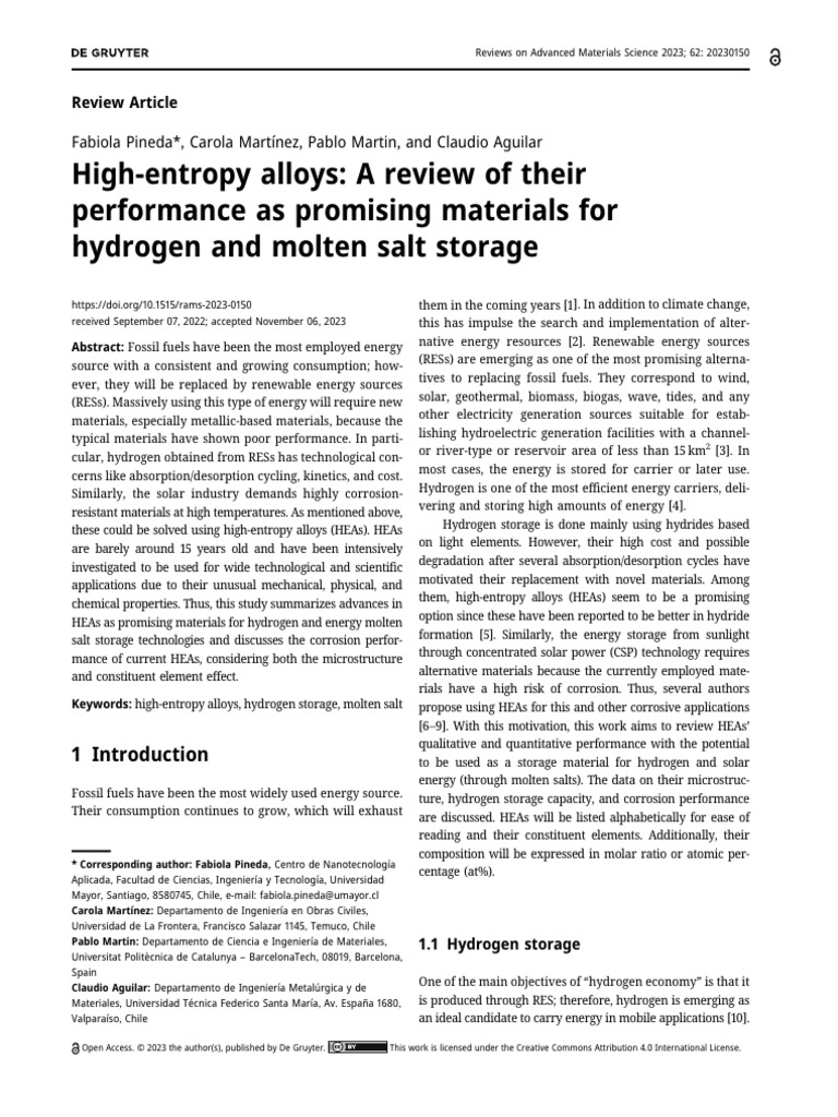 High-Entropy Alloys for Hydrogen Storage | PDF | Corrosion | Physical ...