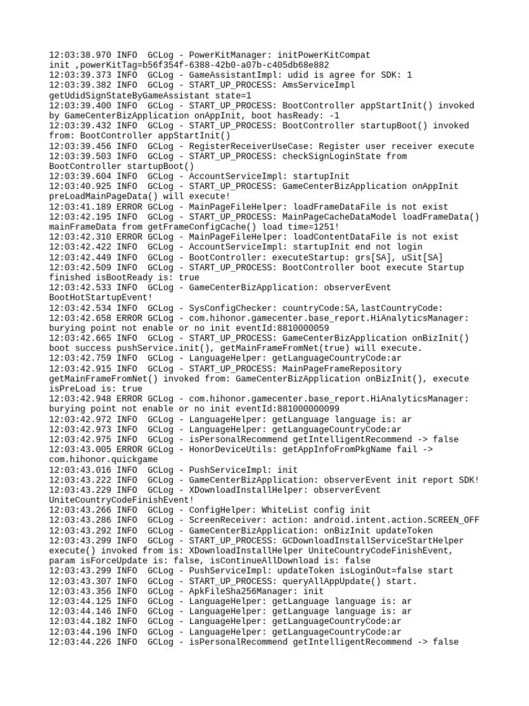 Game Center Initialization Log Analysis | PDF | Computer Programming ...