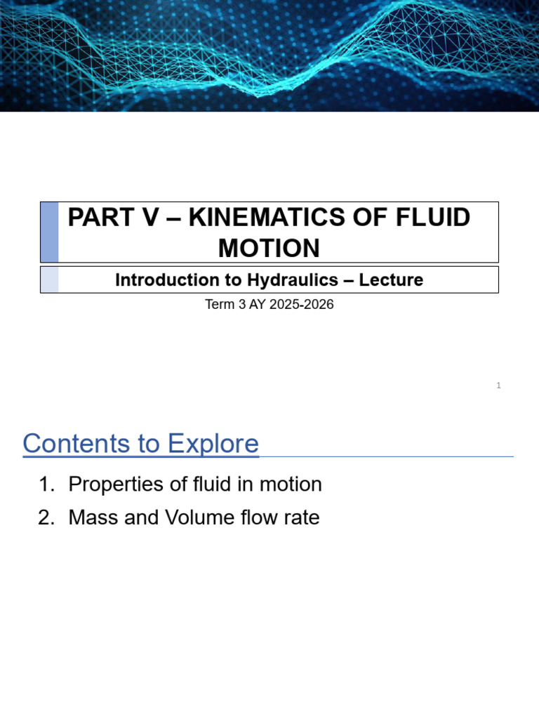 T1AY2526 - CEHYDR40-006 Kinematics of Fluid Motion | PDF | Fluid ...