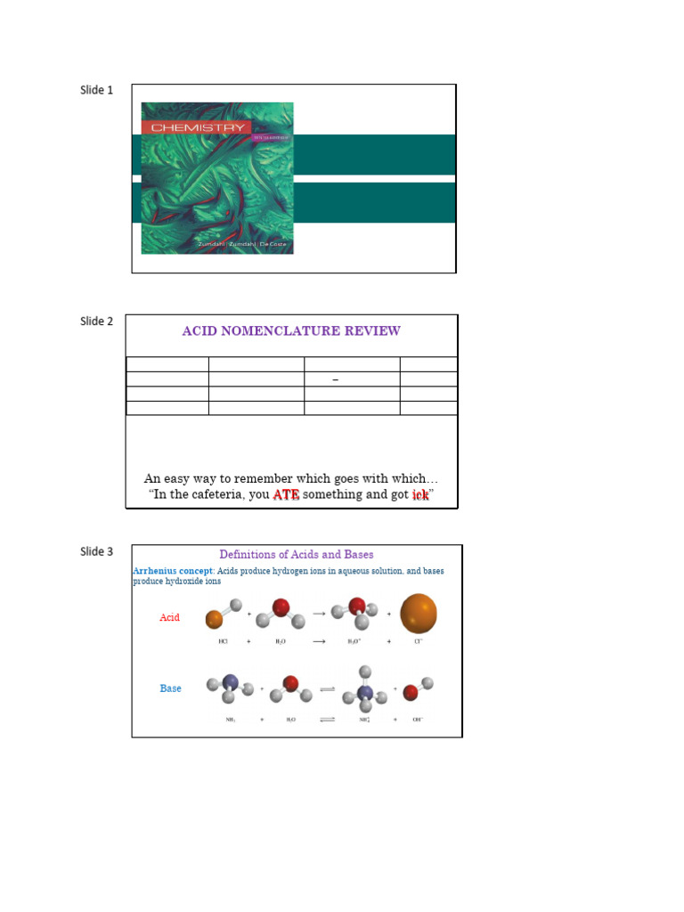 Unit 5 Chapter 14 Handouts | PDF | Acid | Ph