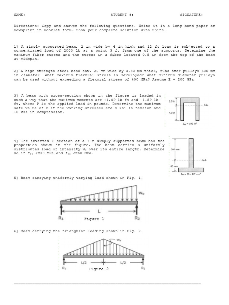 Beam Stress Analysis and Calculations | PDF