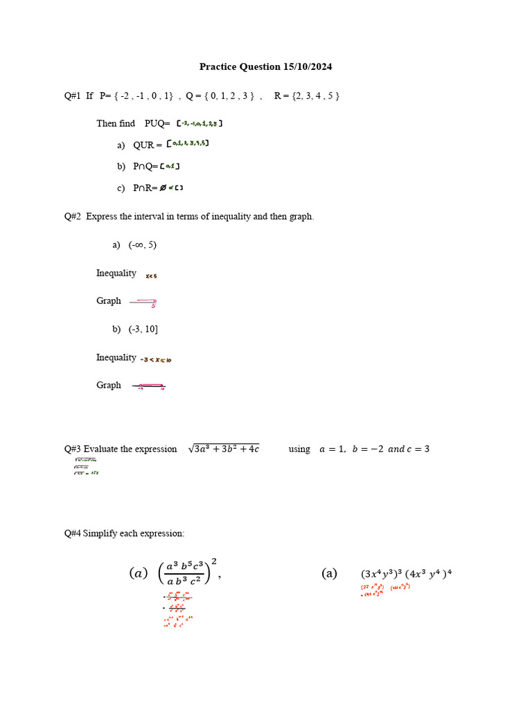 Math Practice Questions and Solutions | PDF