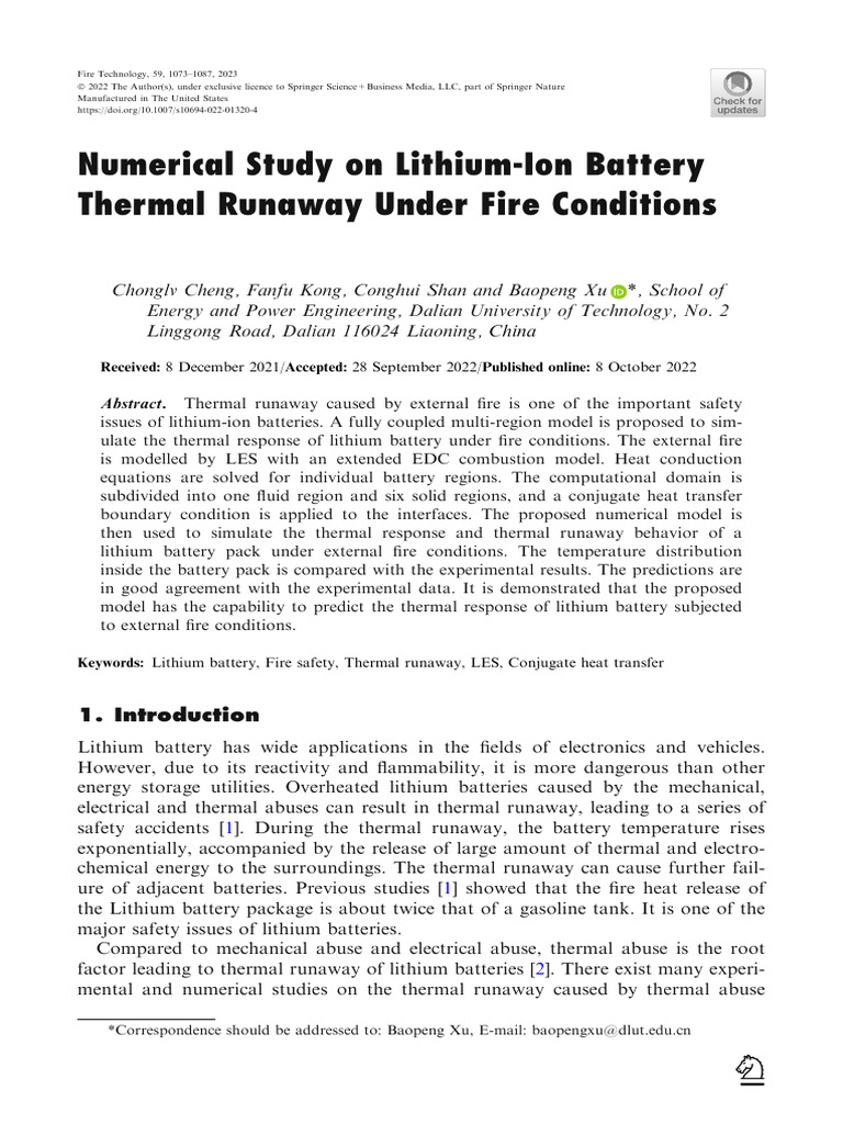 Chonglv Cheng Numerical Study on Lithium Ion Battery (1) | PDF ...